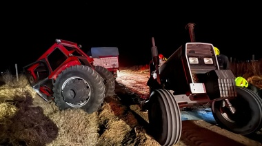 Un tractor quedó partido en dos y una persona herida