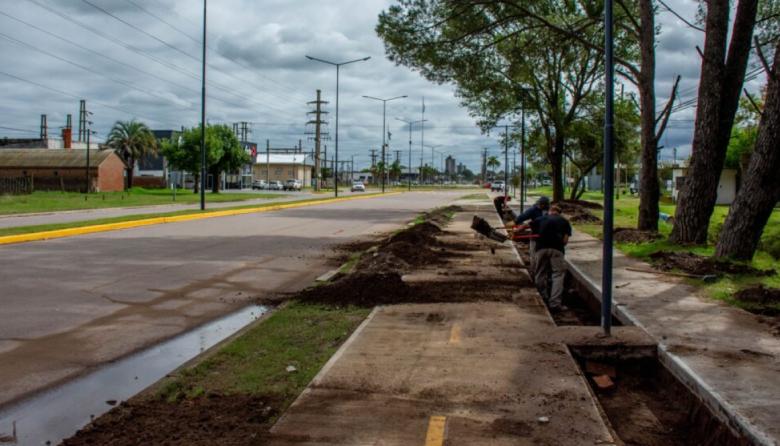 Avanza la obra de canteros drenantes, un innovador sistema de desagüe urbano