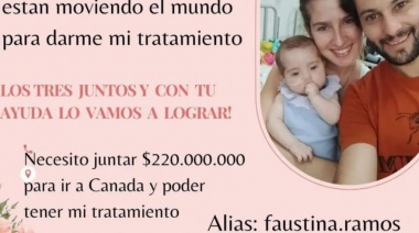 Una bebé de Mones Cazón necesita viajar a Canadá para realizar un costoso tratamiento