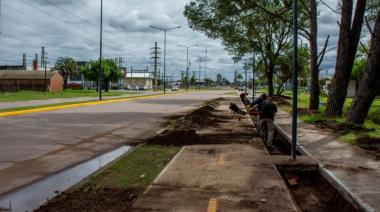 Avanza la obra de canteros drenantes, un innovador sistema de desagüe urbano