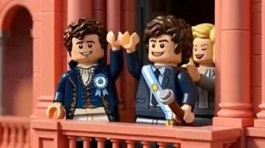 Transformado en LEGO, Milei celebró el 25 de Mayo junto a Belgrano