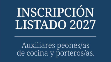 Abrieron las inscripciones para el Listado 2027 de auxiliares de la educación en Pehuajó