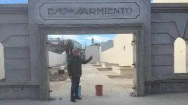 Avanza la obra del nuevo ingreso de la Escuela Sarmiento en Pehuajó
