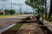 Avanza la obra de canteros drenantes, un innovador sistema de desagüe urbano