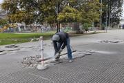 Avanzan los trabajos de mantenimiento en la Plaza San Martín