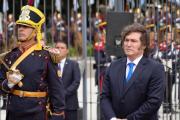 Milei reaparece en público para encabezar el acto de homenaje a San Martín