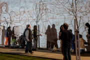 Es​tudiantes secundarios comenzaron a pintar mural colectivo en la CEyS